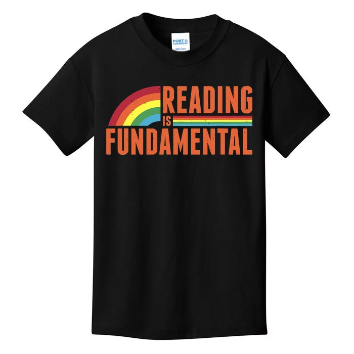 Reading Is Fundamental Retro Rainbow Book Worm Kids T-Shirt