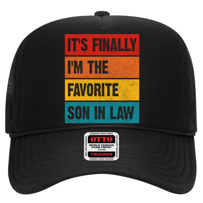 Retro Its Favorite Son In Law Funny Jokes High Crown Mesh Trucker Hat