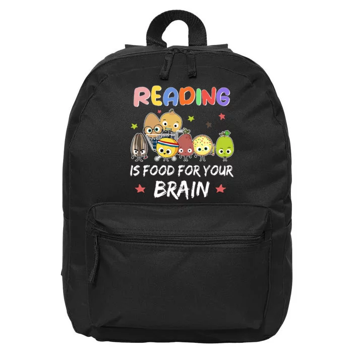 Reading Is Food For Your Brain ChildrenS Books Characters 16 in Basic Backpack