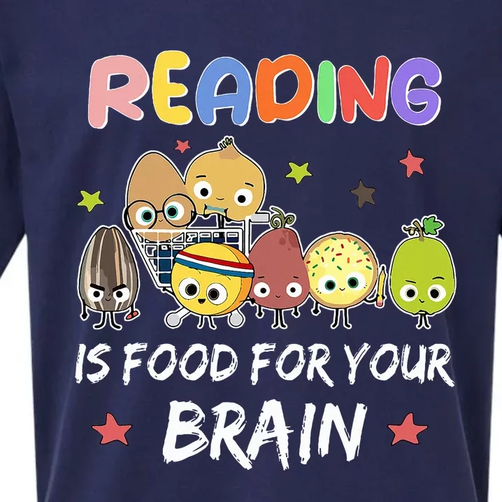 Reading Is Food For Your Brain ChildrenS Books Characters Sueded Cloud Jersey T-Shirt