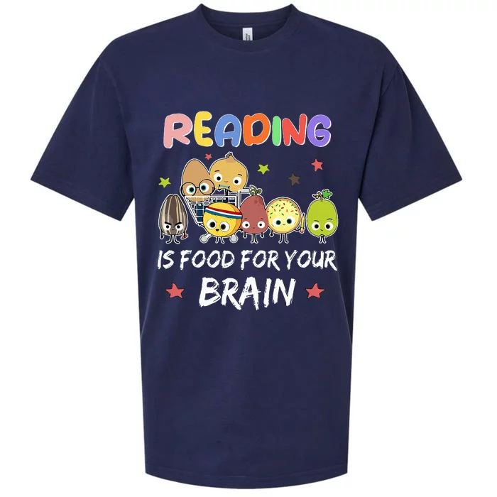 Reading Is Food For Your Brain ChildrenS Books Characters Sueded Cloud Jersey T-Shirt