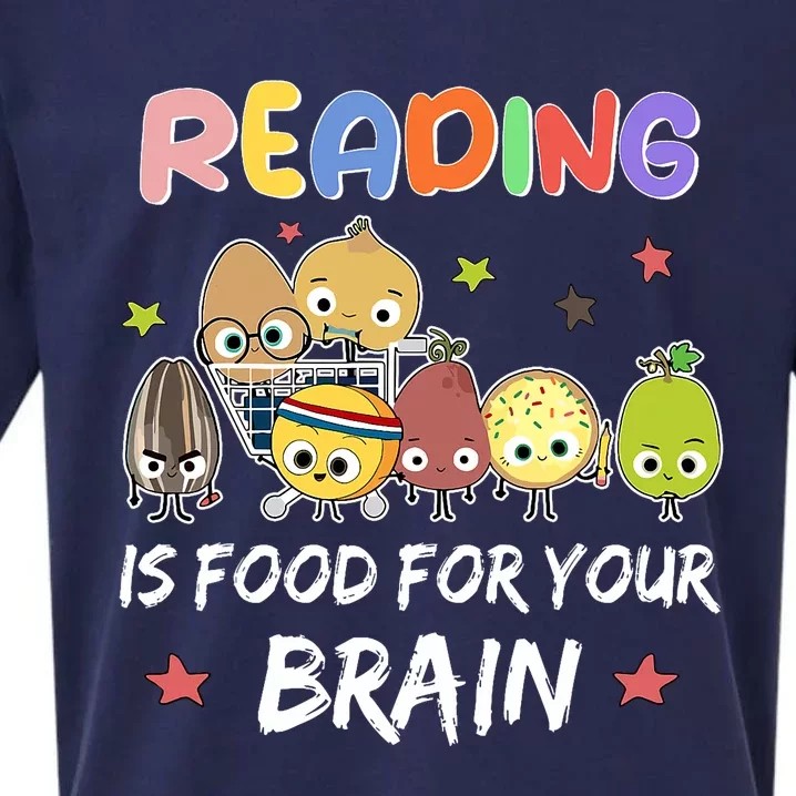 Reading Is Food For Your Brain ChildrenS Books Characters Sueded Cloud Jersey T-Shirt