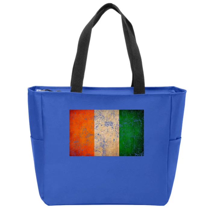 Retro Irish Flag Funny Gift Vintage Ireland Flag Funny Gift Irish Pride Gift Zip Tote Bag