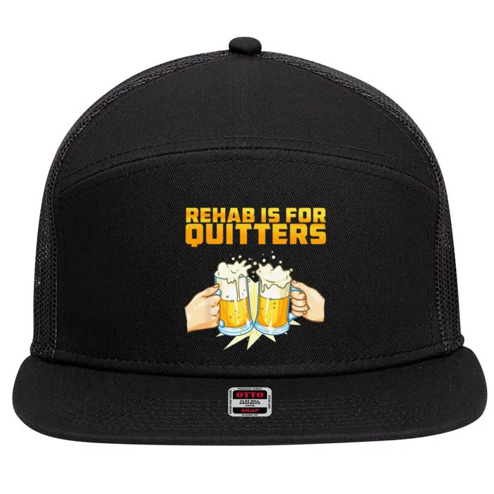 Rehab Is For Quitters Funny Rehabilition Wine Beer Lovers 7 Panel Mesh Trucker Snapback Hat