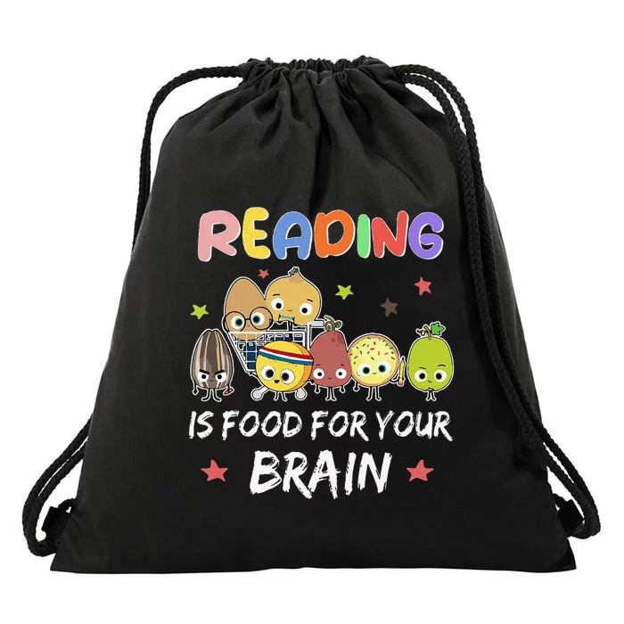 Reading Is Food For Your Brain ChildrenS Books Characters Gift Drawstring Bag