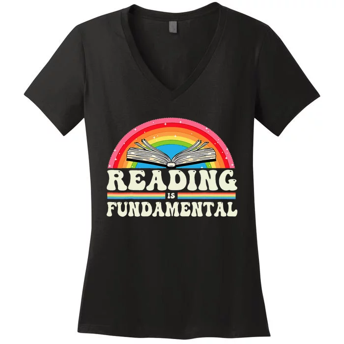 Reading Is Fundamental Geeky Bookworm Poetry Literature Women's V-Neck T-Shirt