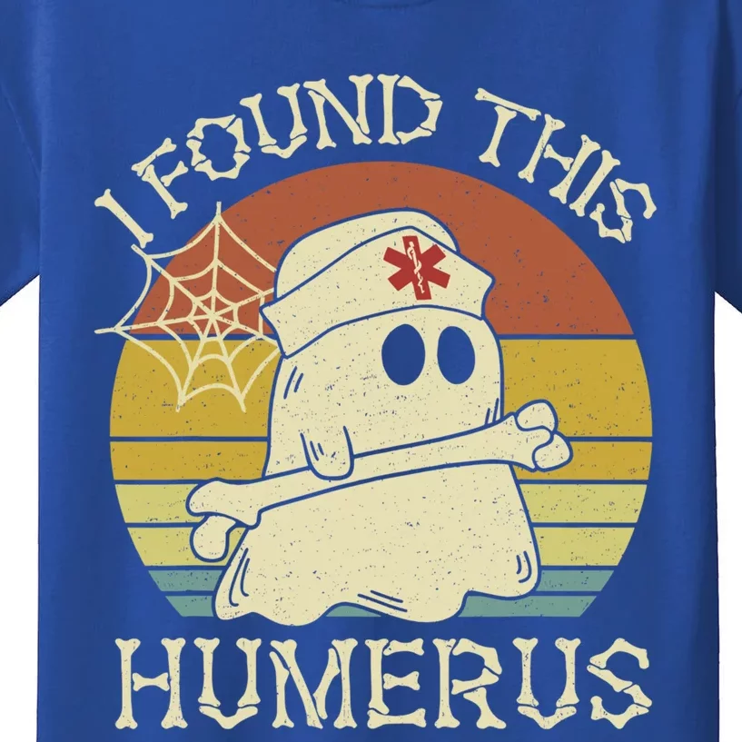 Retro I Found This Humerus Halloween Ghost Nurse Humorous Cute Gift Kids T-Shirt