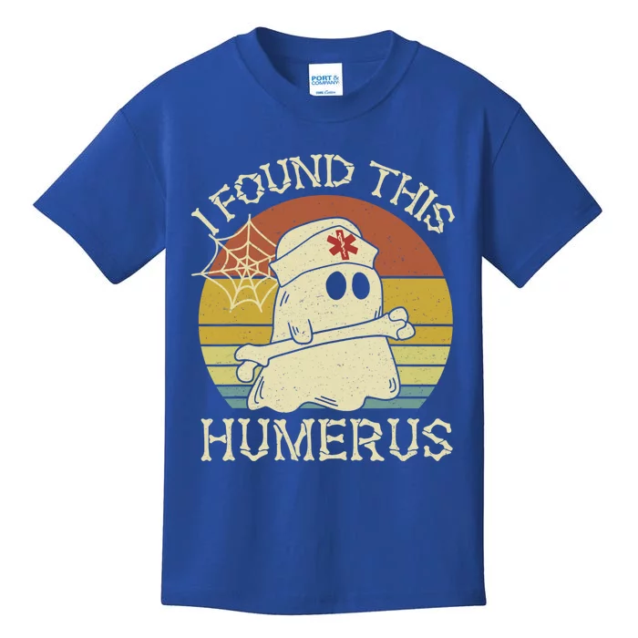 Retro I Found This Humerus Halloween Ghost Nurse Humorous Cute Gift Kids T-Shirt