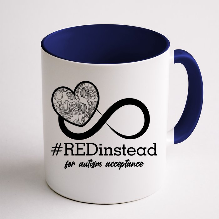 #Red Instead For Autism Acceptance Front & Back Coffee Mug