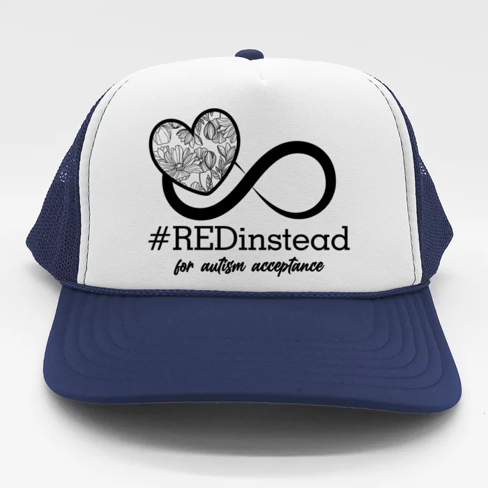 #Red Instead For Autism Acceptance Trucker Hat