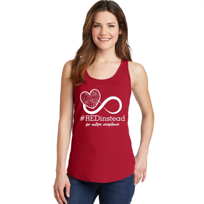 #Red Instead For Autism Acceptance Ladies Essential Tank