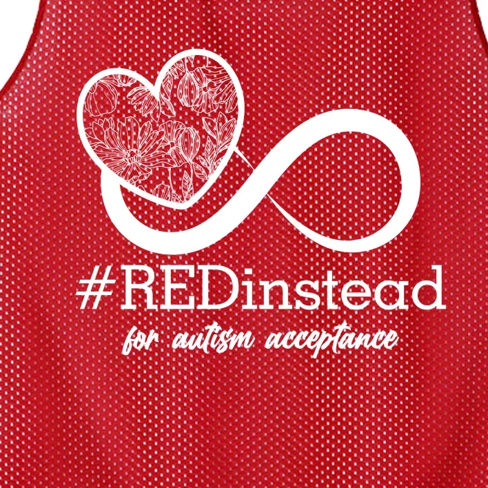 #Red Instead For Autism Acceptance Mesh Reversible Basketball Jersey Tank