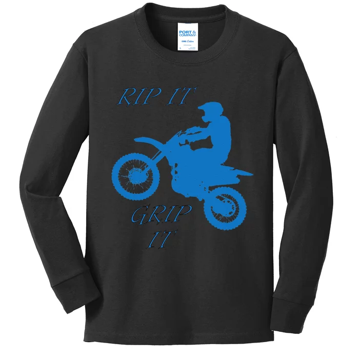 Rip It Grip It Motorcycle Dirt Bike Racing Kids Long Sleeve Shirt