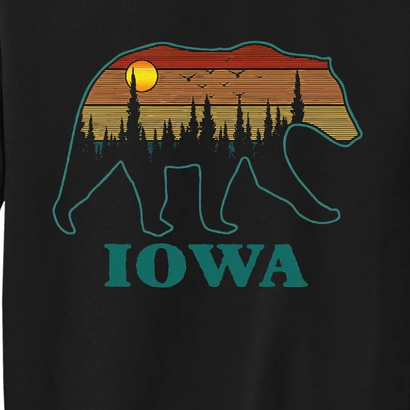 Retro Iowa Grizzly Bear Nature Camping Mountain Hiking Tall Sweatshirt