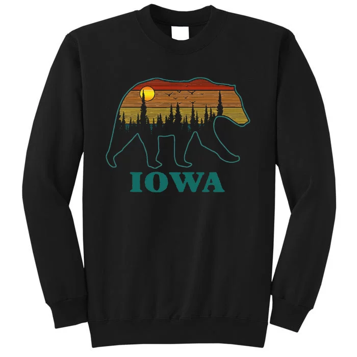 Retro Iowa Grizzly Bear Nature Camping Mountain Hiking Tall Sweatshirt