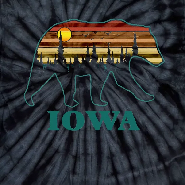 Retro Iowa Grizzly Bear Nature Camping Mountain Hiking Tie-Dye T-Shirt