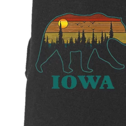 Retro Iowa Grizzly Bear Nature Camping Mountain Hiking Doggie 3-End Fleece Hoodie