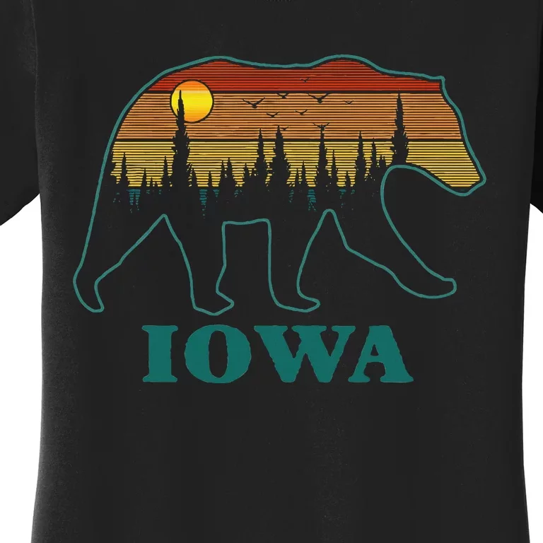 Retro Iowa Grizzly Bear Nature Camping Mountain Hiking Women's T-Shirt