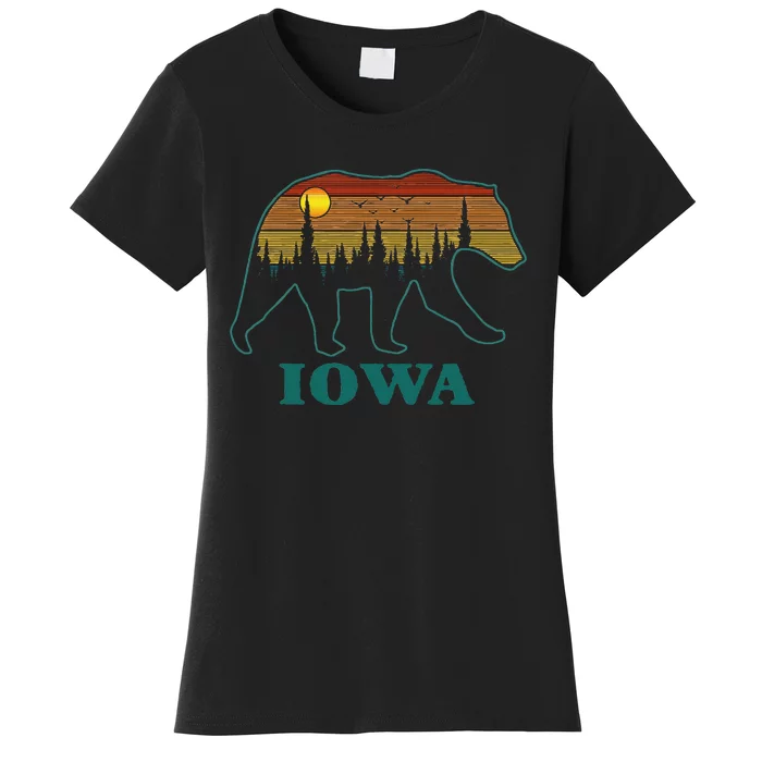 Retro Iowa Grizzly Bear Nature Camping Mountain Hiking Women's T-Shirt