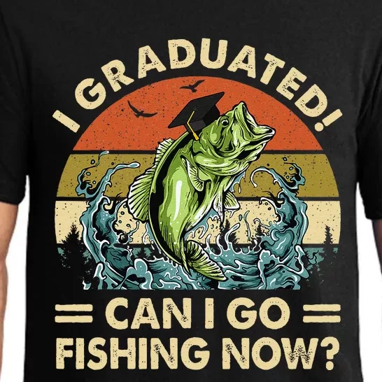 Retro I Graduated Can I Go Fishing Now Cute Graduation Pajama Set