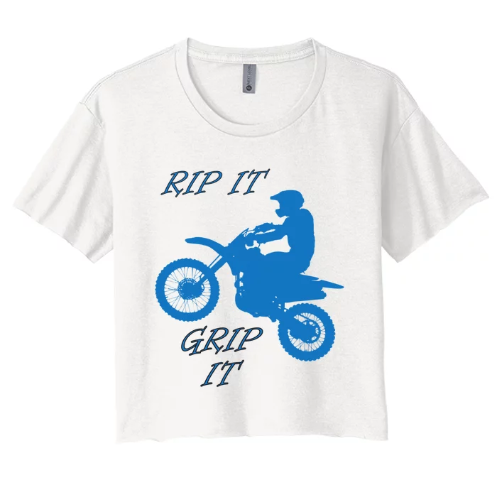 Rip It Grip It Motorcycle Dirt Bike Racing Women's Crop Top Tee