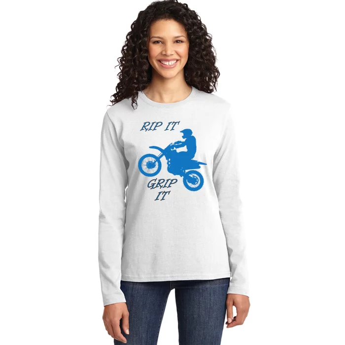 Rip It Grip It Motorcycle Dirt Bike Racing Ladies Long Sleeve Shirt