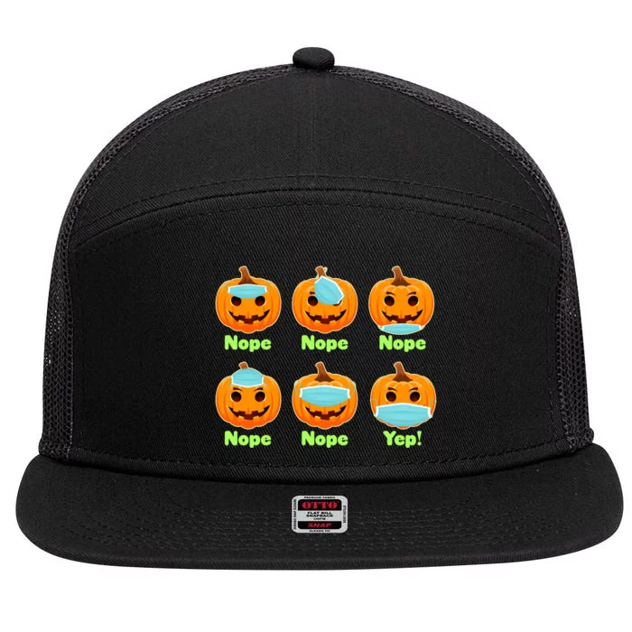 Right And Wrong Way To Wear Masks Pumpkins 7 Panel Mesh Trucker Snapback Hat