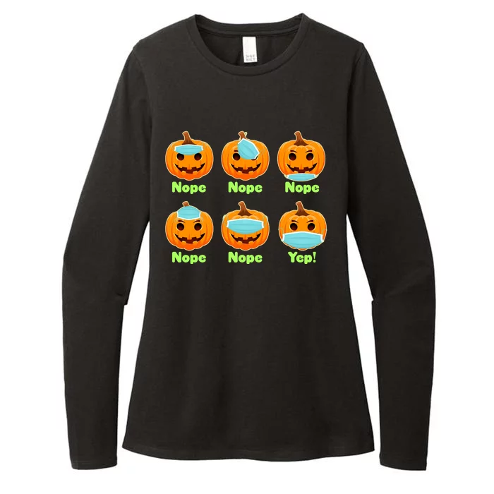 Right And Wrong Way To Wear Masks Pumpkins Womens CVC Long Sleeve Shirt