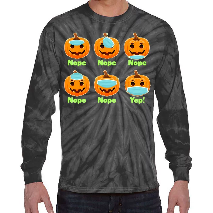 Right And Wrong Way To Wear Masks Pumpkins Tie-Dye Long Sleeve Shirt