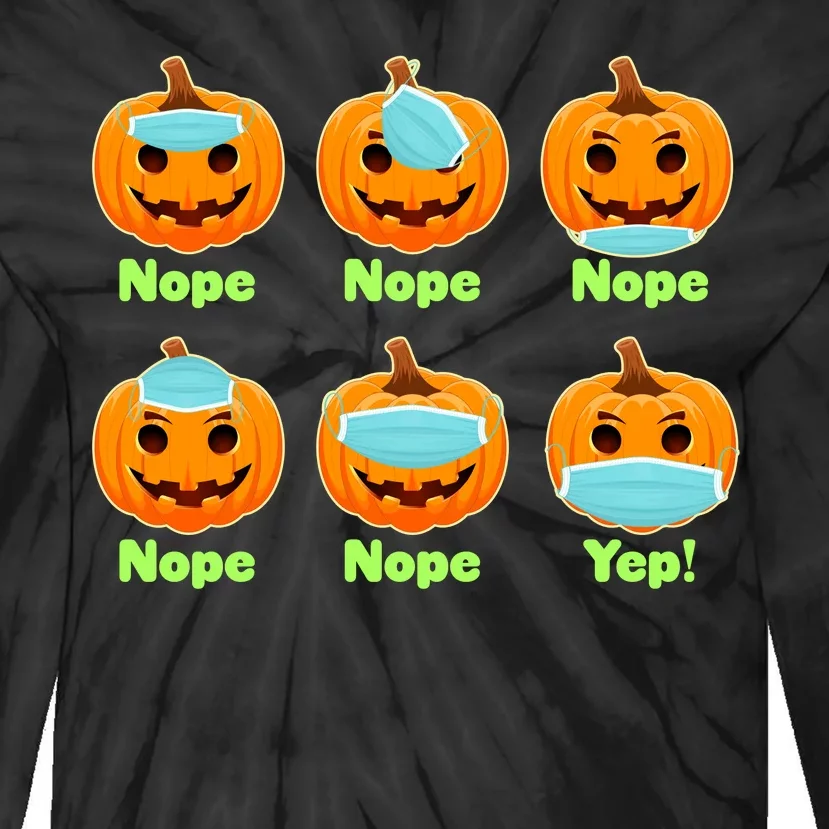 Right And Wrong Way To Wear Masks Pumpkins Tie-Dye Long Sleeve Shirt