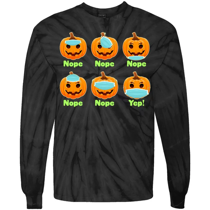 Right And Wrong Way To Wear Masks Pumpkins Tie-Dye Long Sleeve Shirt