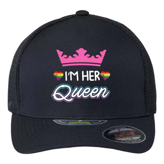 Rainbow I'm Her Queen Lesbian Couple Valentine's Day Meaningful Gift Flexfit Unipanel Trucker Cap