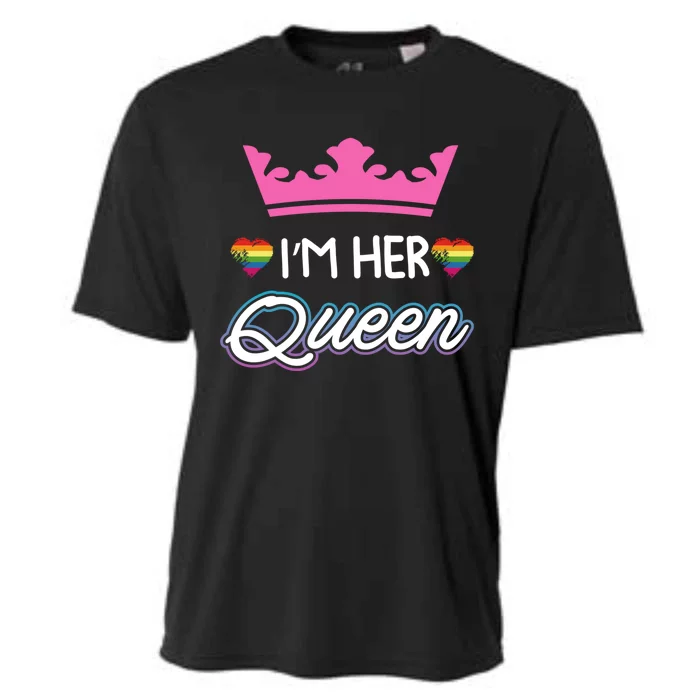 Rainbow I'm Her Queen Lesbian Couple Valentine's Day Meaningful Gift Cooling Performance Crew T-Shirt