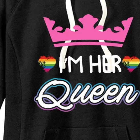 Rainbow I'm Her Queen Lesbian Couple Valentine's Day Meaningful Gift Women's Fleece Hoodie