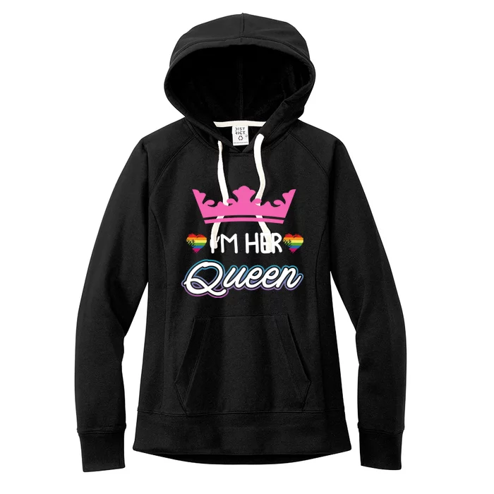 Rainbow I'm Her Queen Lesbian Couple Valentine's Day Meaningful Gift Women's Fleece Hoodie