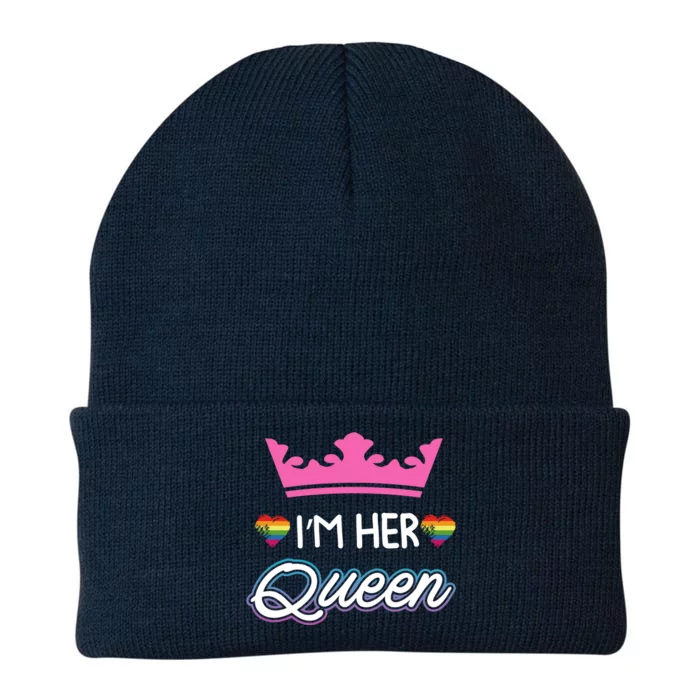 Rainbow I'm Her Queen Lesbian Couple Valentine's Day Meaningful Gift Knit Cap Winter Beanie