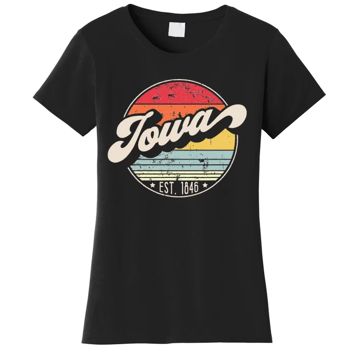 Retro Iowa Home State IA Cool 70s Style Sunset Women's T-Shirt