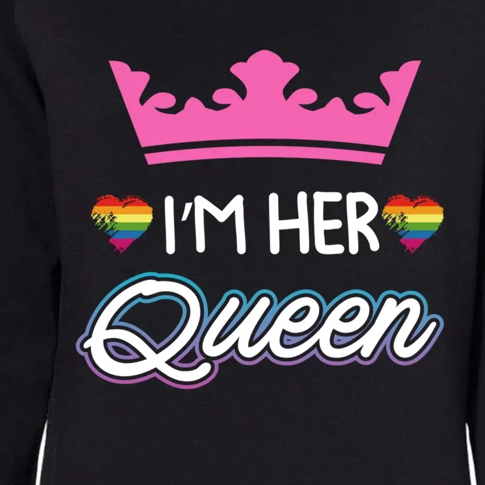 Rainbow I'm Her Queen Lesbian Couple Valentine's Day Gift Womens California Wash Sweatshirt