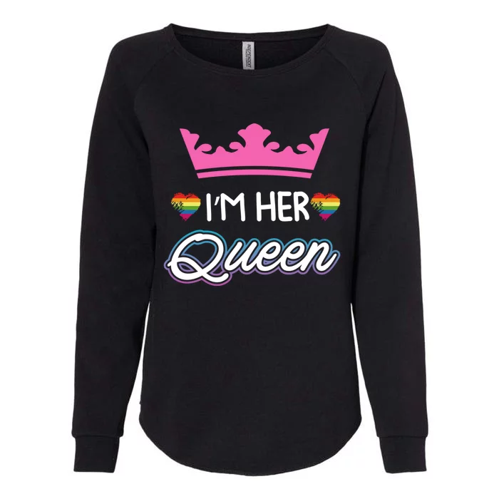 Rainbow I'm Her Queen Lesbian Couple Valentine's Day Gift Womens California Wash Sweatshirt