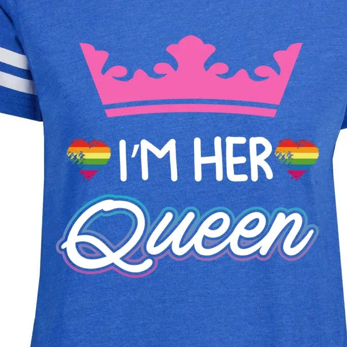 Rainbow I'm Her Queen Lesbian Couple Valentine's Day Gift Enza Ladies Jersey Football T-Shirt