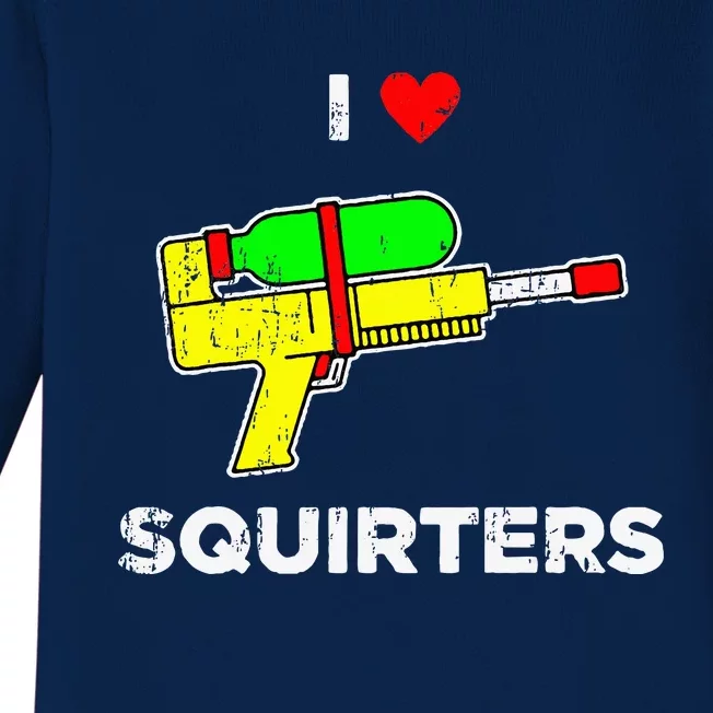 Retro I Heart Squirters Funny I Love Squirters Baby Long Sleeve Bodysuit