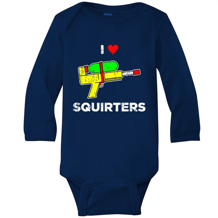 Retro I Heart Squirters Funny I Love Squirters Baby Long Sleeve Bodysuit