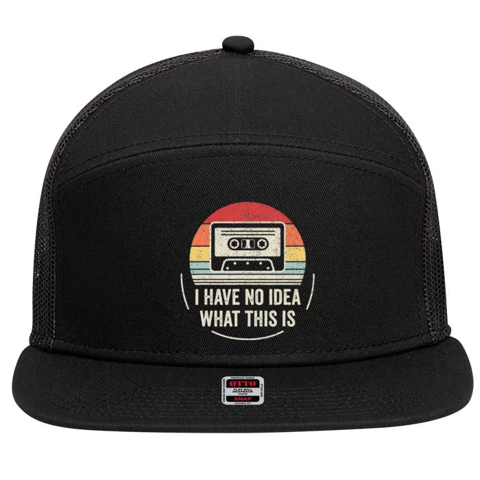 Retro I Have No Idea What This Is Kids Funny Cassette 7 Panel Mesh Trucker Snapback Hat