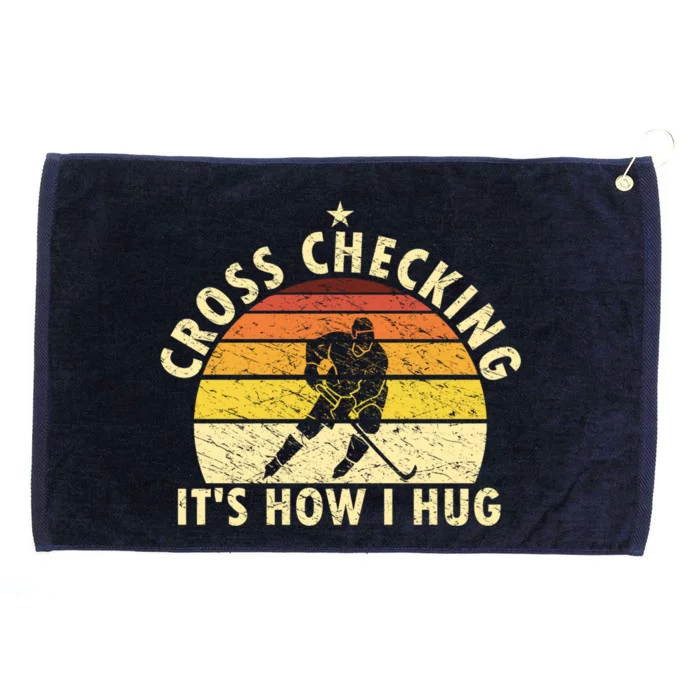 Retro Ice Hockey Player Funny Hockey Game Gift Grommeted Golf Towel