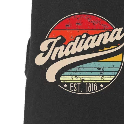 Retro Indiana Home State In Cool 70s Style Sunset Doggie 3-End Fleece Hoodie