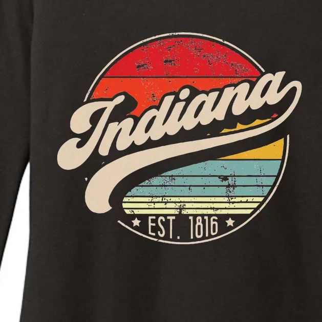 Retro Indiana Home State In Cool 70s Style Sunset Womens CVC Long Sleeve Shirt