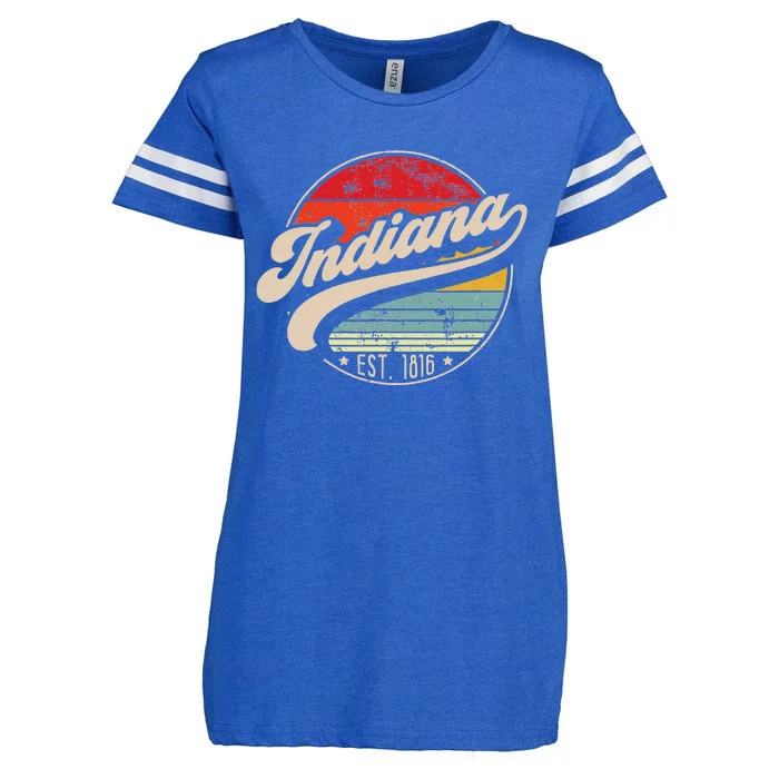 Retro Indiana Home State In Cool 70s Style Sunset Enza Ladies Jersey Football T-Shirt