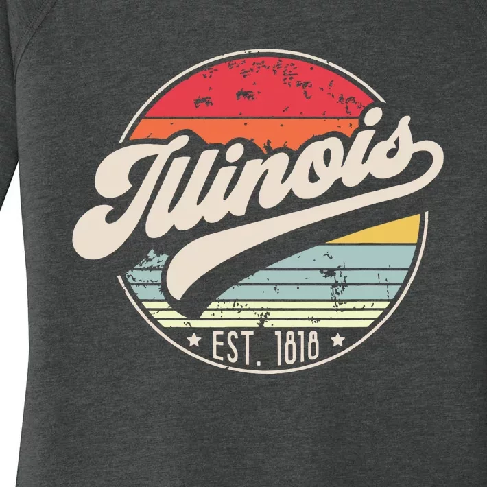 Retro Illinois Home State Il Cool 70s Style Sunset Women's Perfect Tri Tunic Long Sleeve Shirt