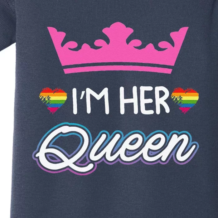 Rainbow I'm Her Queen Lesbian Couple Valentine's Day Baby Bodysuit