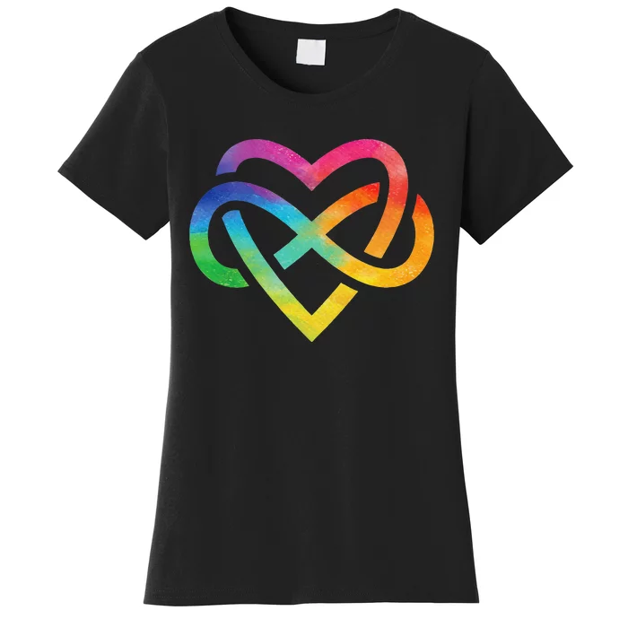 Rainbow Infinite Heart for Pride Week LGBT Polyamory Women's T-Shirt